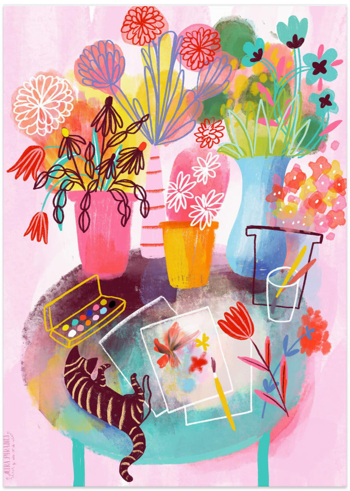 Creative Desk With Cat