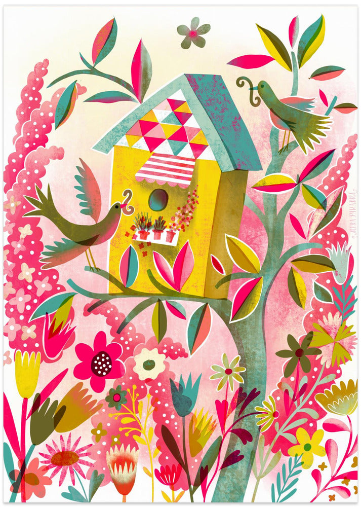 Birdhouse Pink Garden