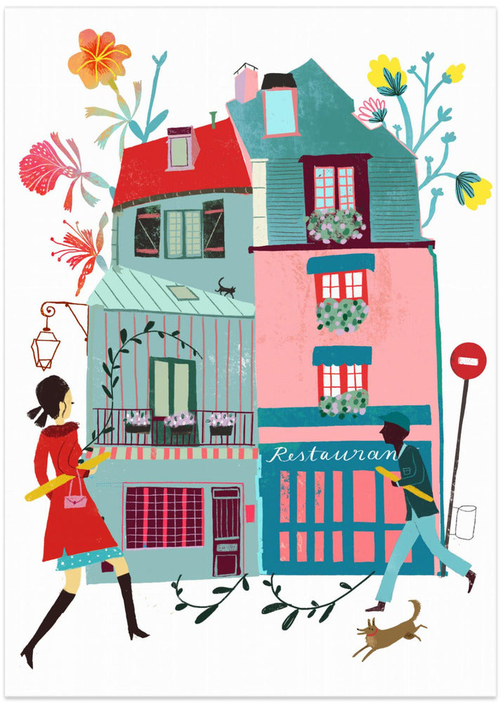 Whimsical Parisian Street Scene