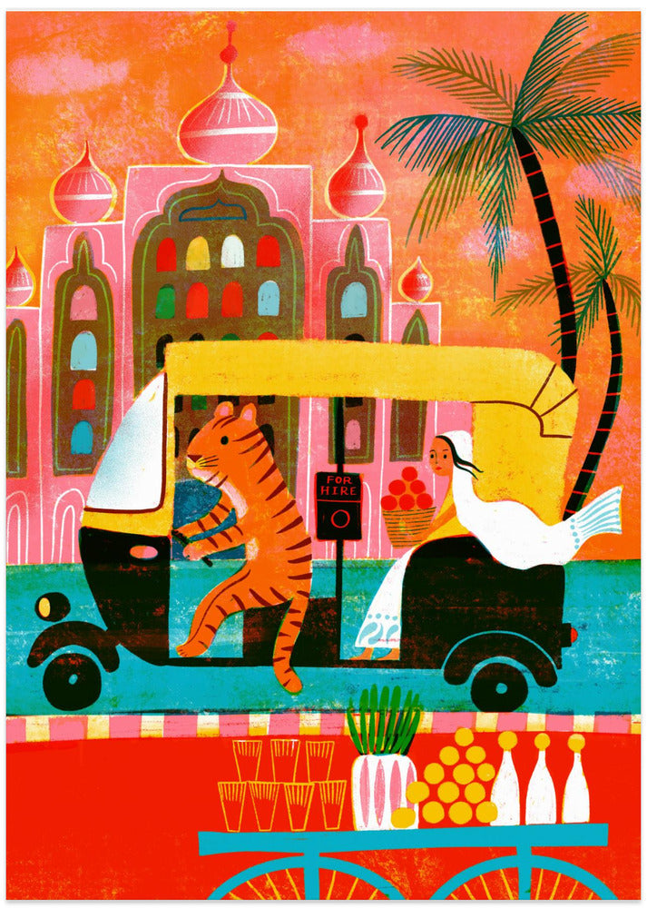 Screenprint India Riskshaw Tiger