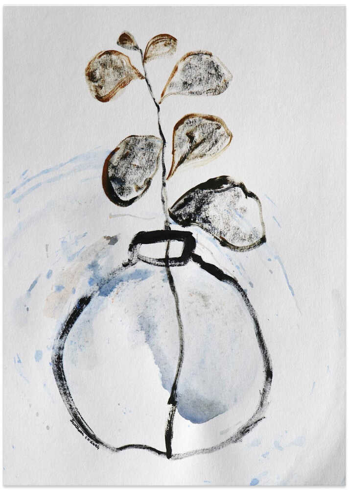 Vase and Leaves Brushstroke