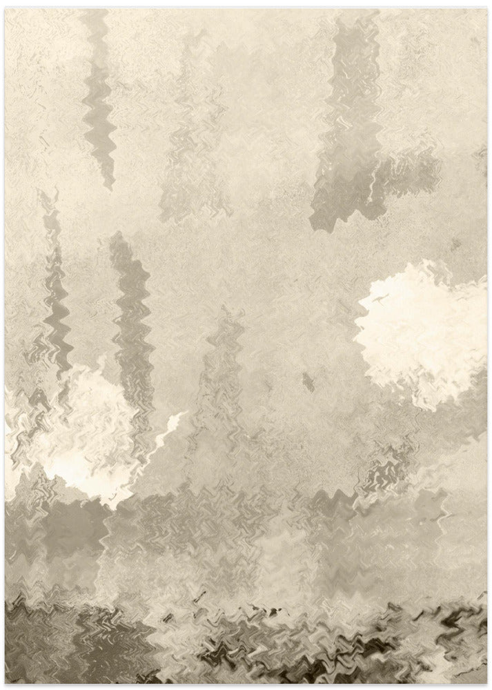 Two Moons. Reflections. Abstract Lanscape In Neutral Colors No.1