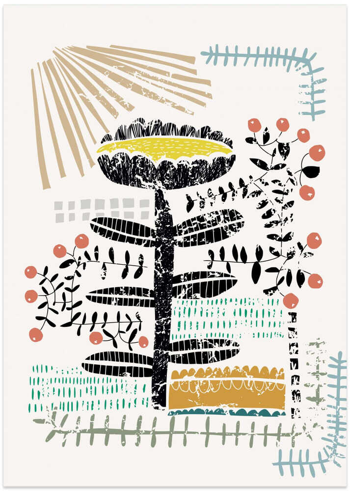 Block print bold flower