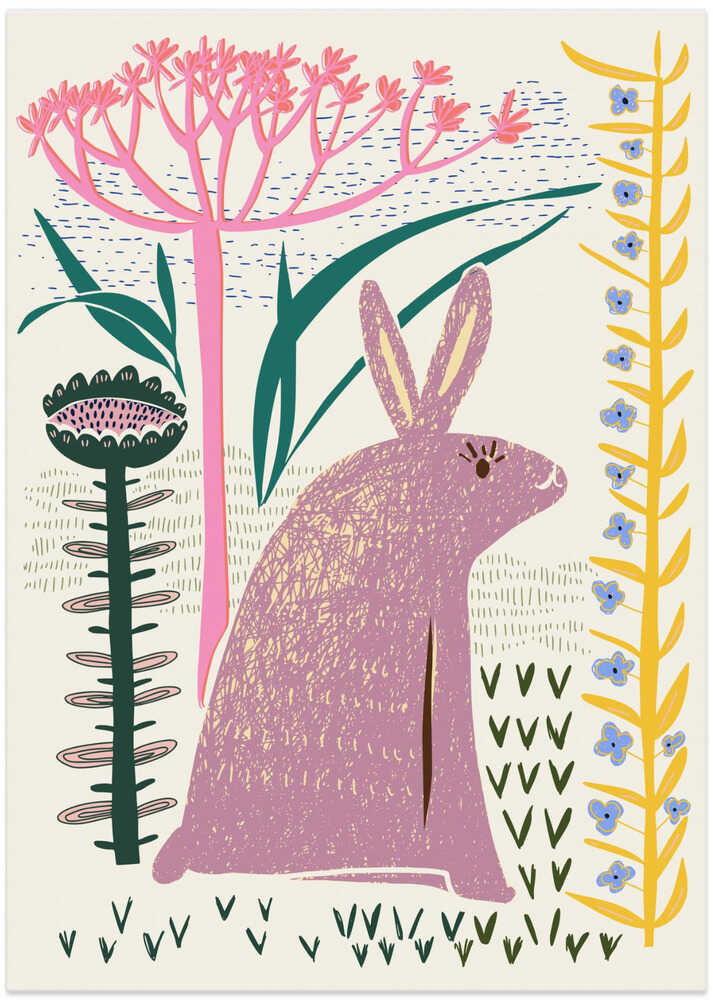 Block print lilac bunny