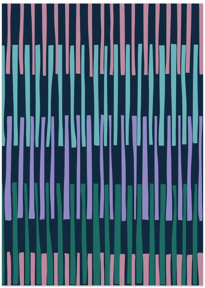 Block print geometrics stripes dark blue