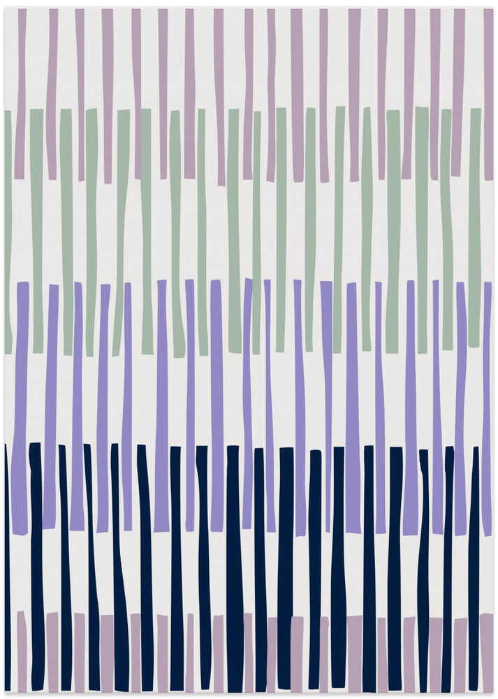 Block print geometrics stripes lilac blue