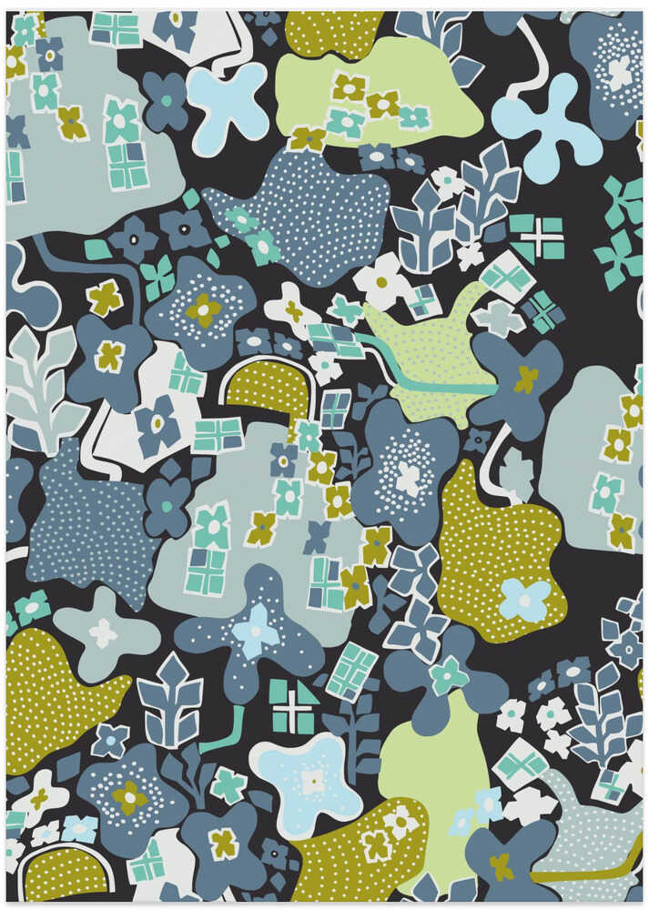 City life botanical park moonless night pattern