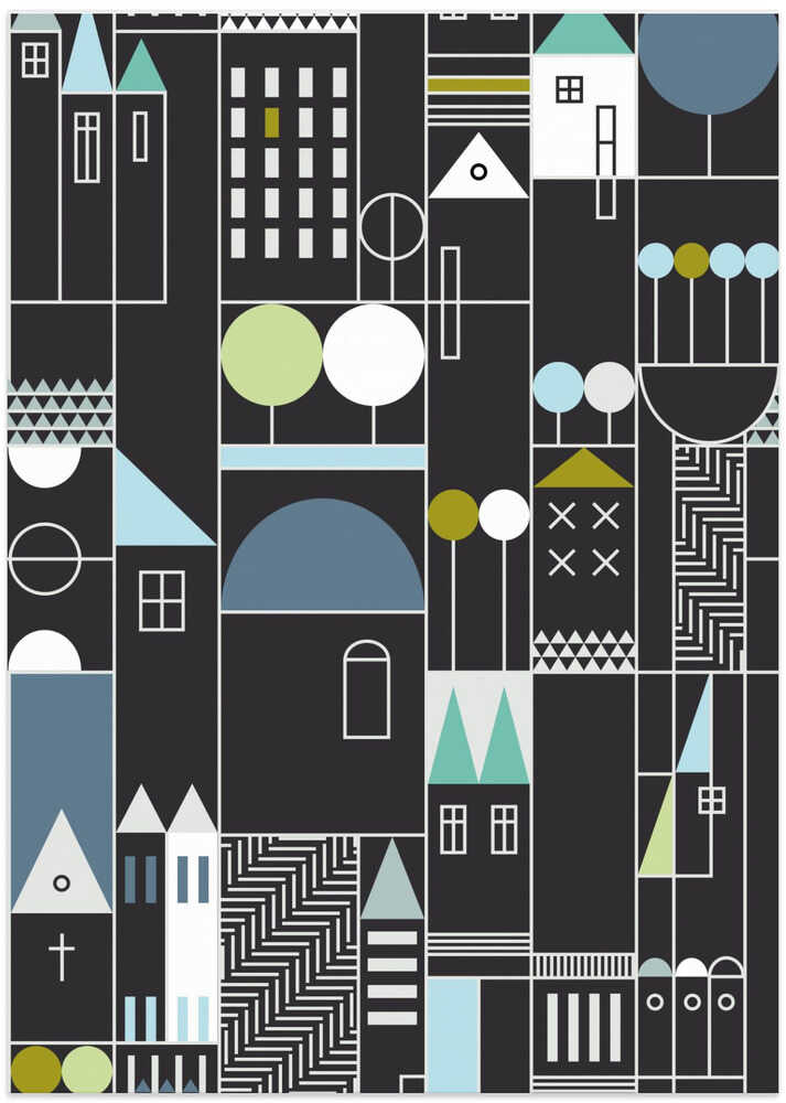 City life blocks moonless night pattern