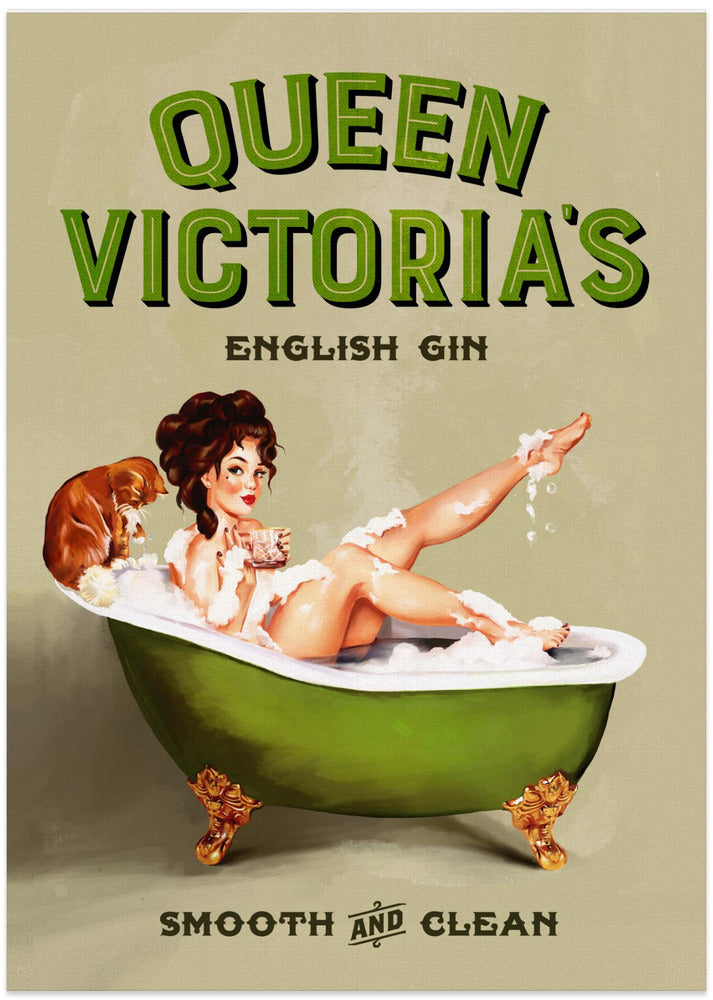 Queen Victoria English Gin Bath Pinup Girl