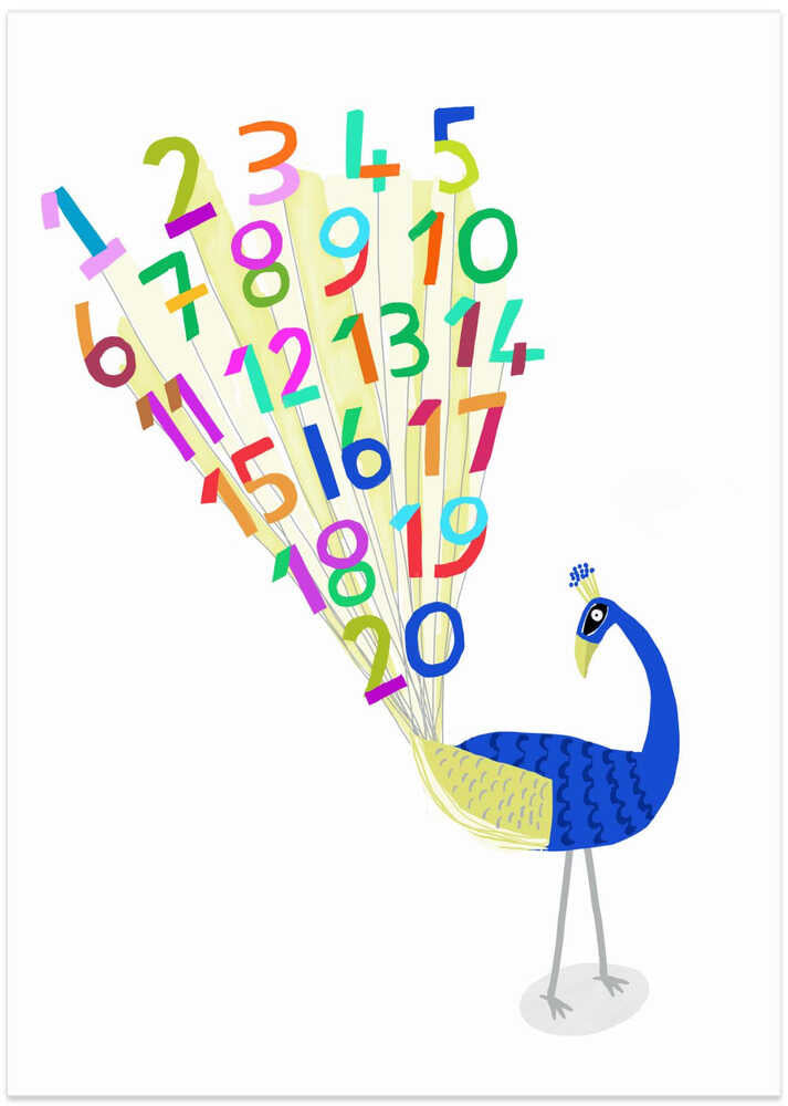Beautiful Peacock with Numbers 1 to 20 by Carla Daly
