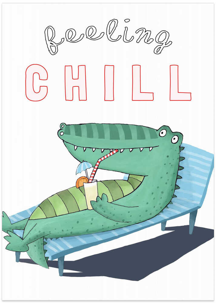 Feeling Chill! Funny Crocodile Lounging in the Sunshine by artist Carla Daly