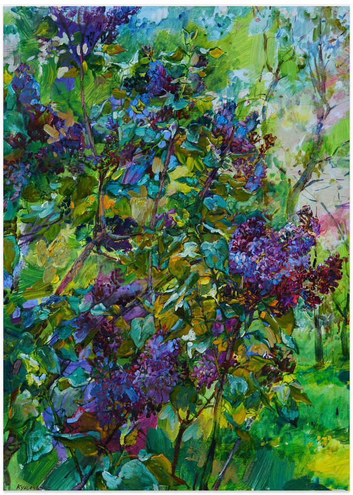 Flowering lilac branch