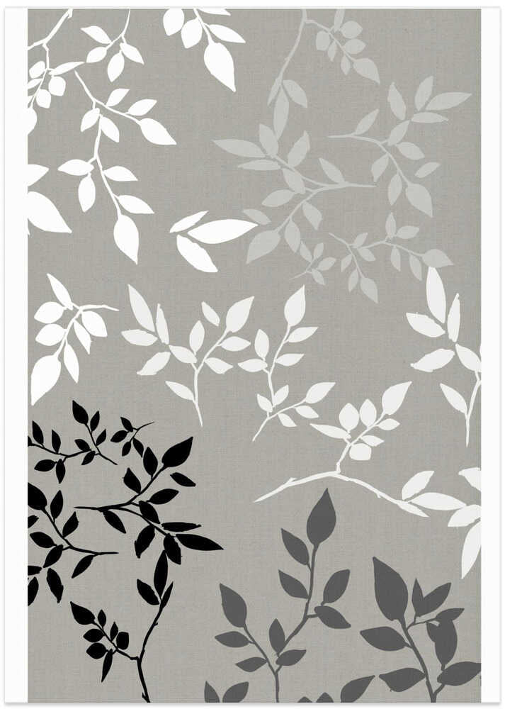 White Grey Black Leaves On Linen 1