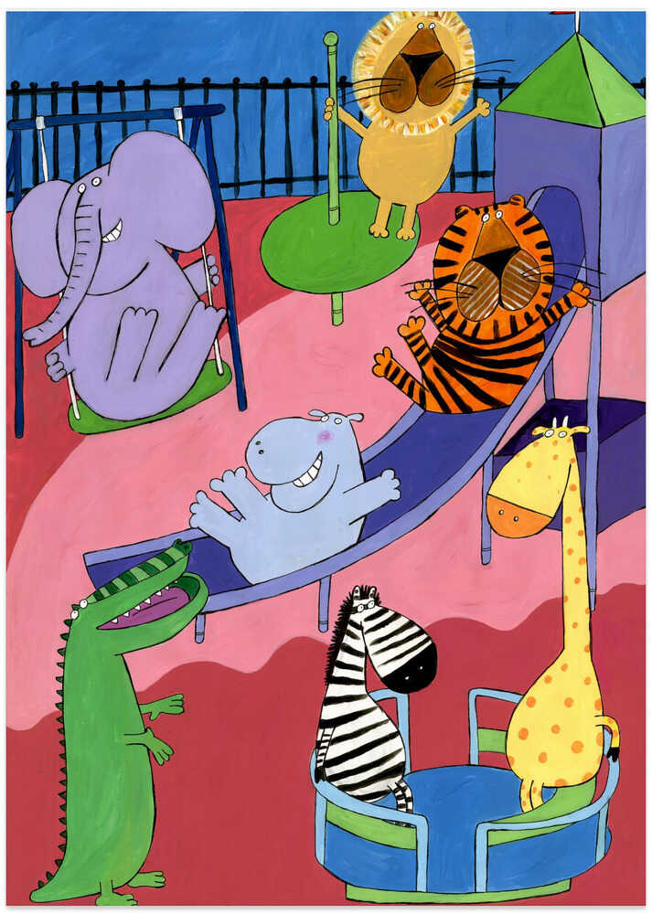 Jungle Animals in the Playground by Artist Carla Daly