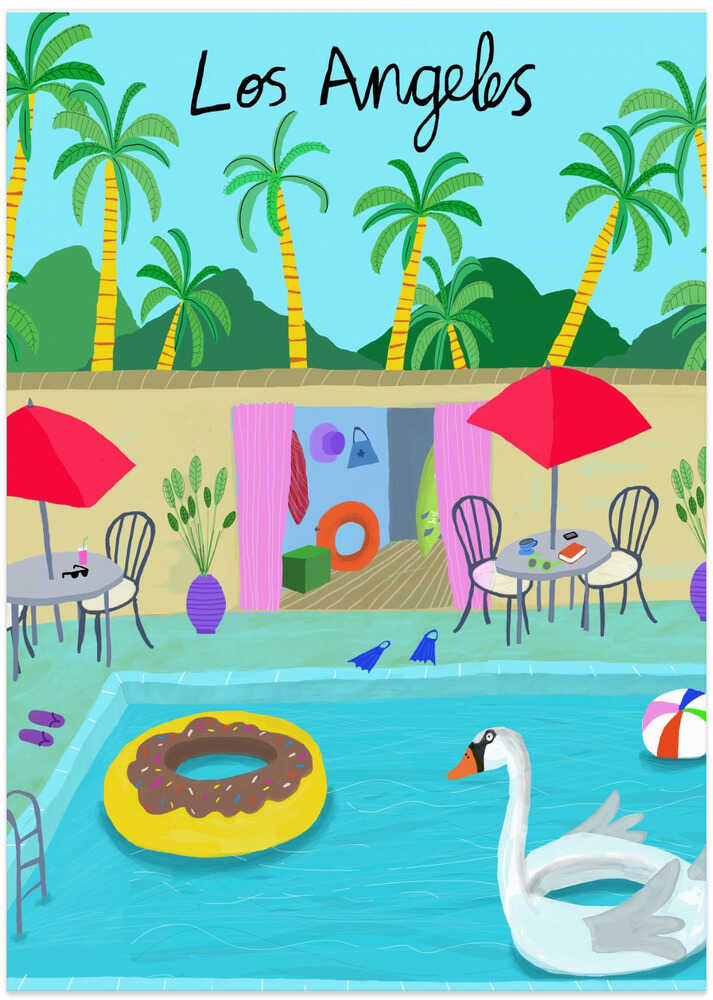 White Swan Pool Float, Los Angeles by Artist Carla Daly