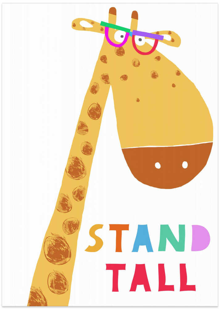 Stand Tall! Cute Giraffe with Colorful Glasses by Artist Carla Daly