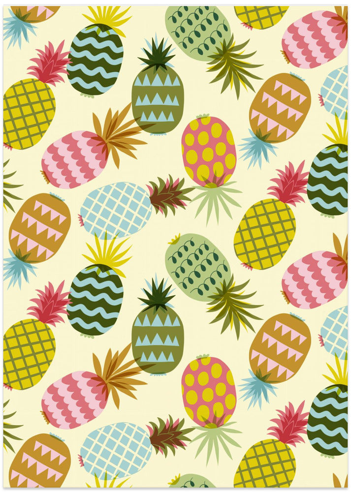 Seamless Pattern Of Colorful Pineapples
