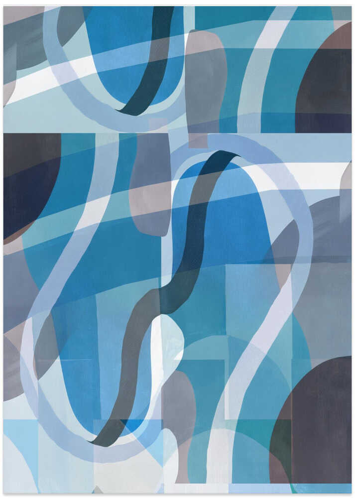 Abstract Blue and Neutral Swervy Shapes 2