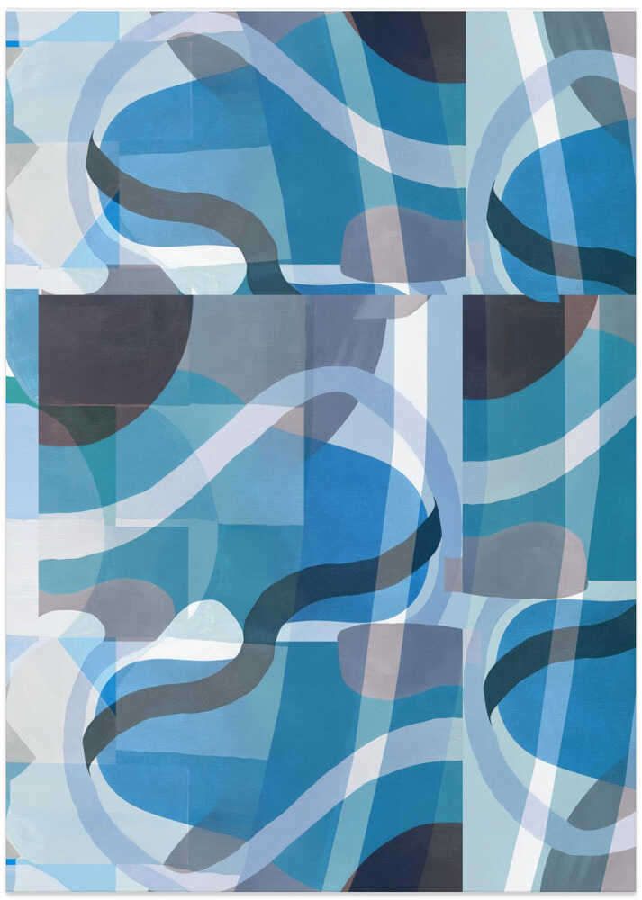 Abstract Blue and Neutral Swervy Shapes 3