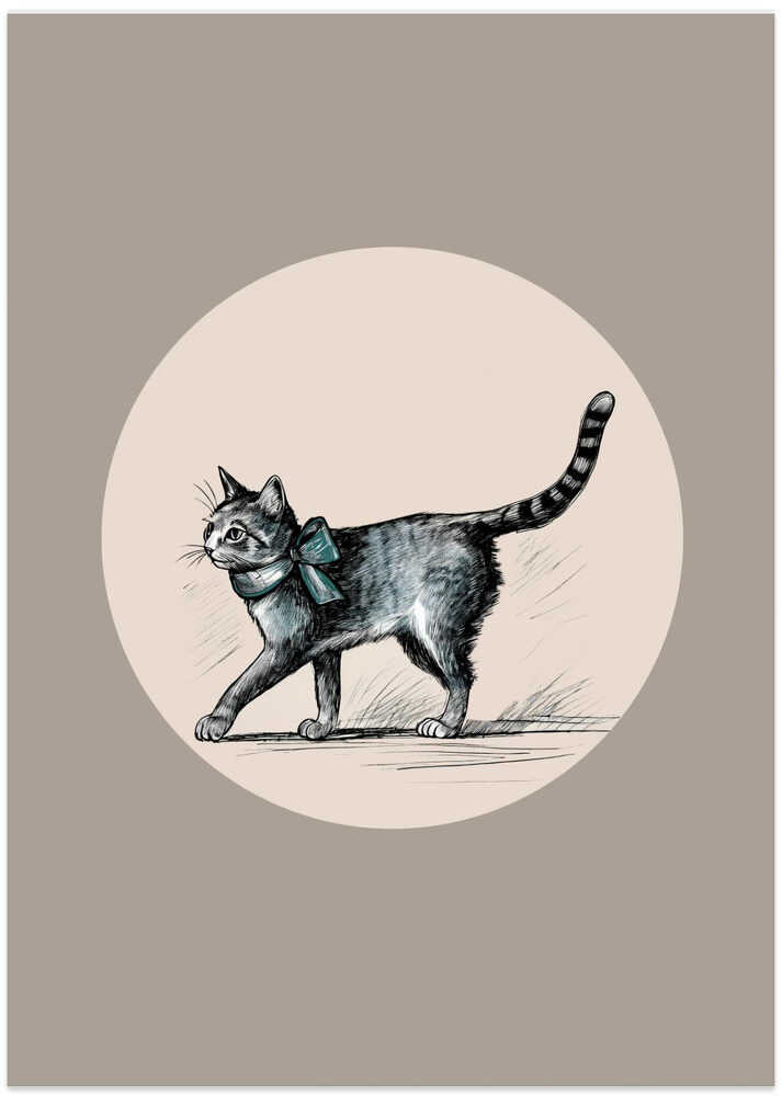 Winter Scenes: Holiday Cat With Teal Bow With Muted Background 1 1