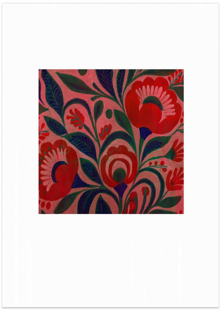 Folk Art Print Flower Garden 4