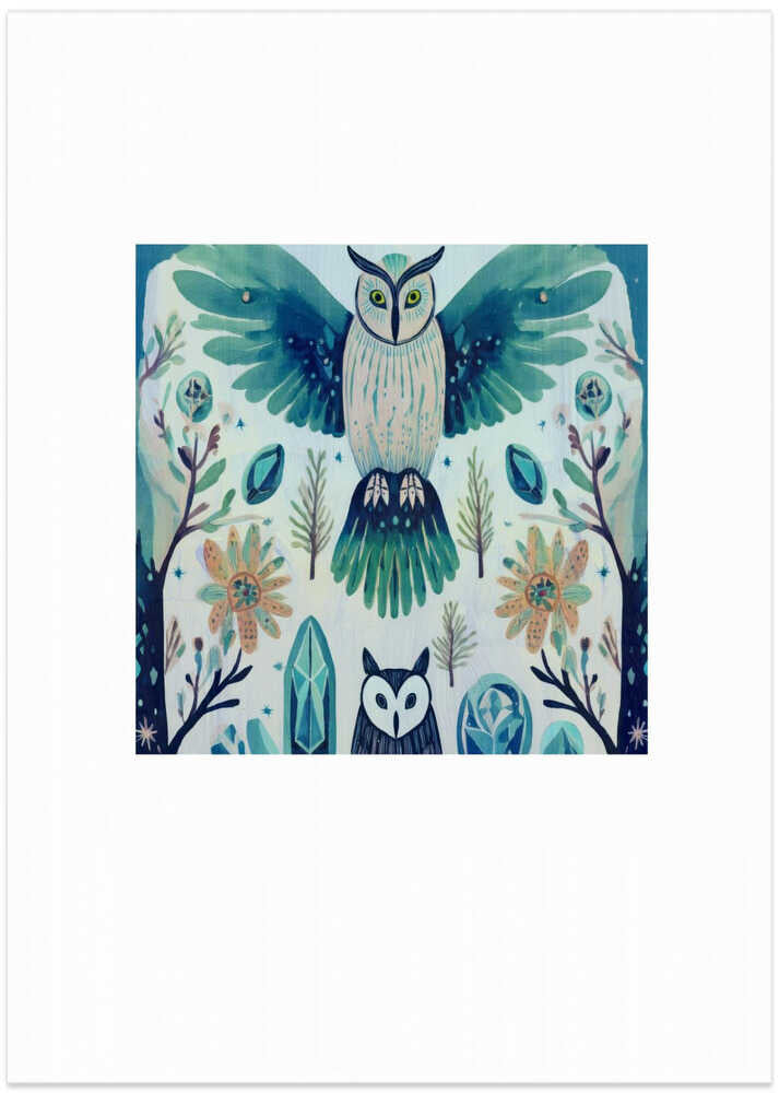 Folk Art Print : Folklore Bird Floral Tapestry 4