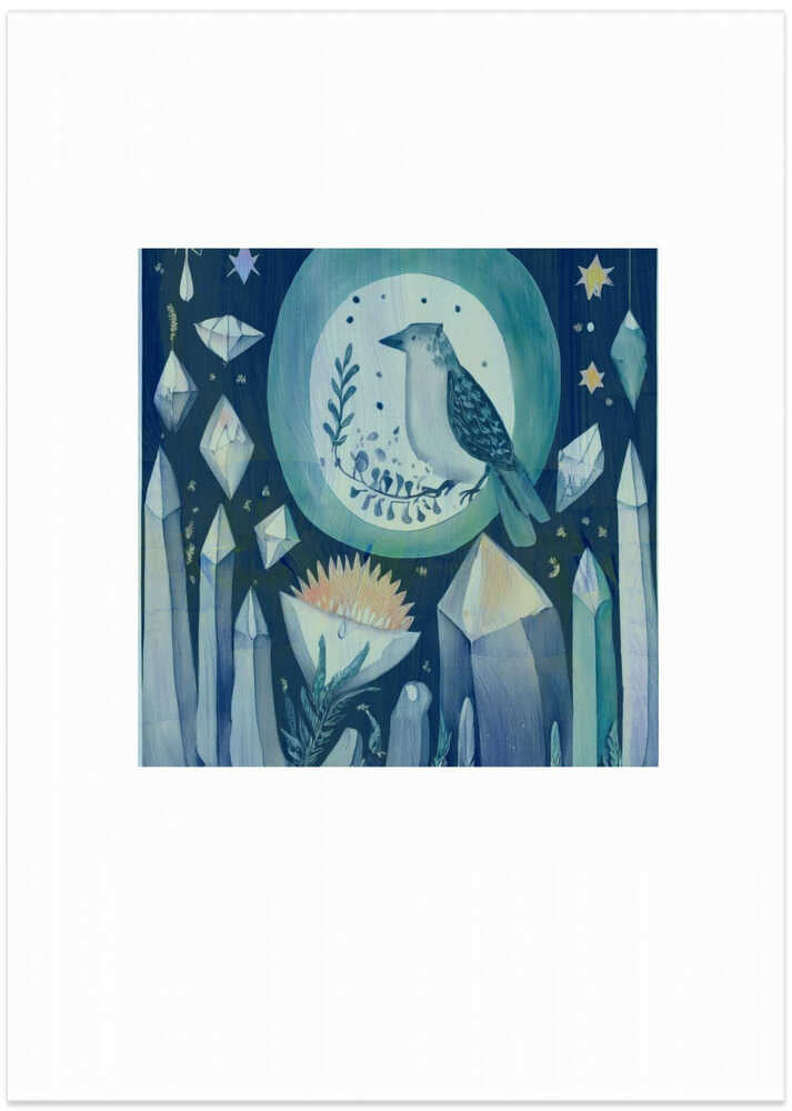 Folk Art Print : Folklore Bird Floral Tapestry 5