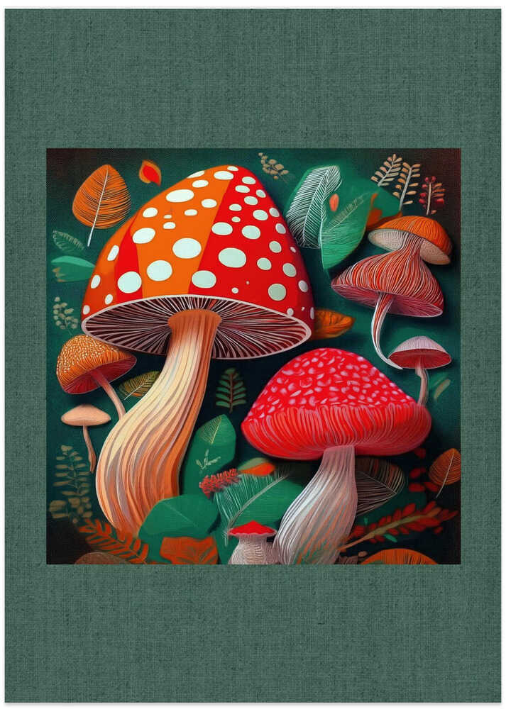 Folk Art Print : Mystic Mushrooms 1