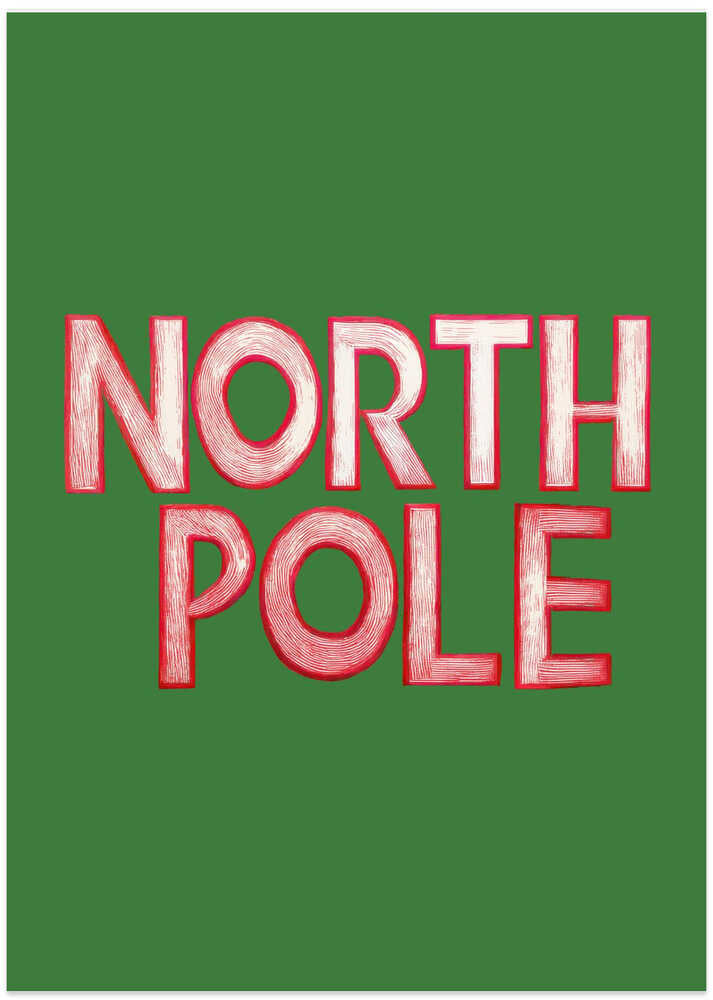 Winter Scene: Folk Art Text Print : North Pole