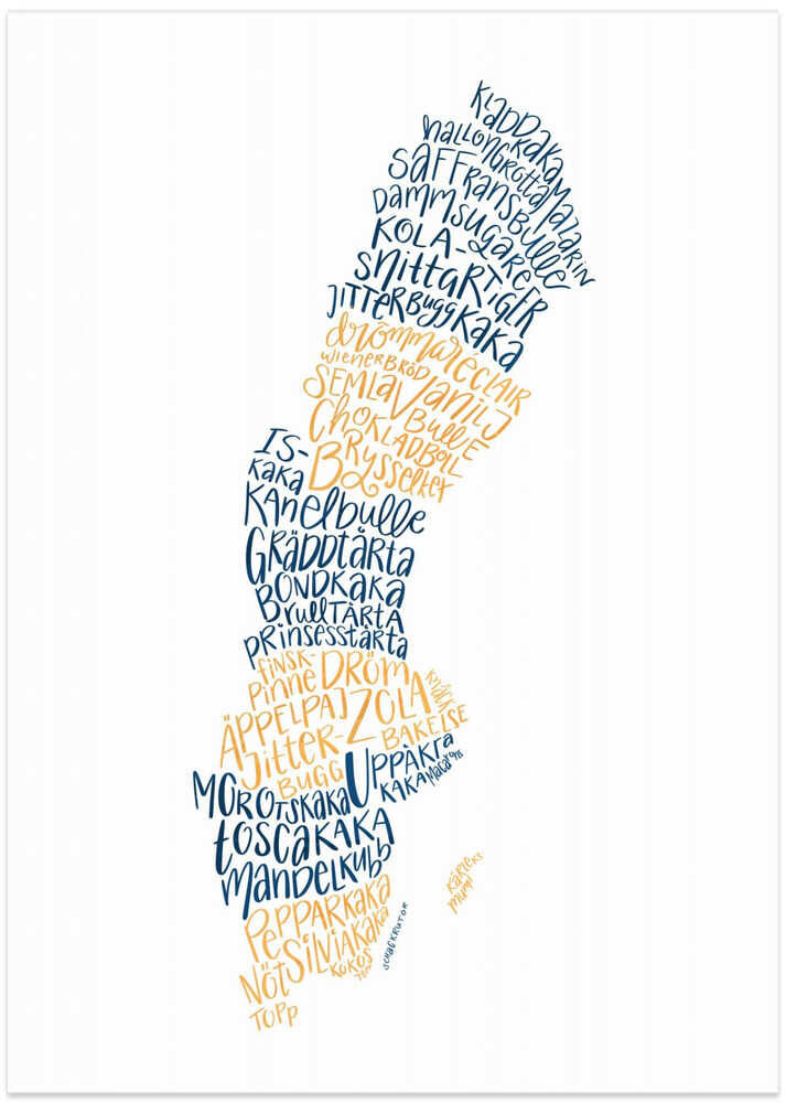 Swedish Map Fika Blue & Yellow