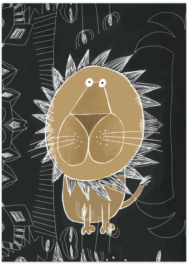 Cute Lion with Jungle Doodle by Artist Carla Daly