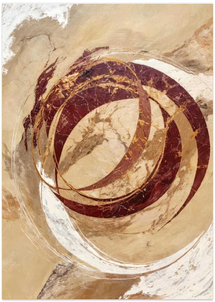 Maroon And Beige Tones Dynamic Circular Shapes