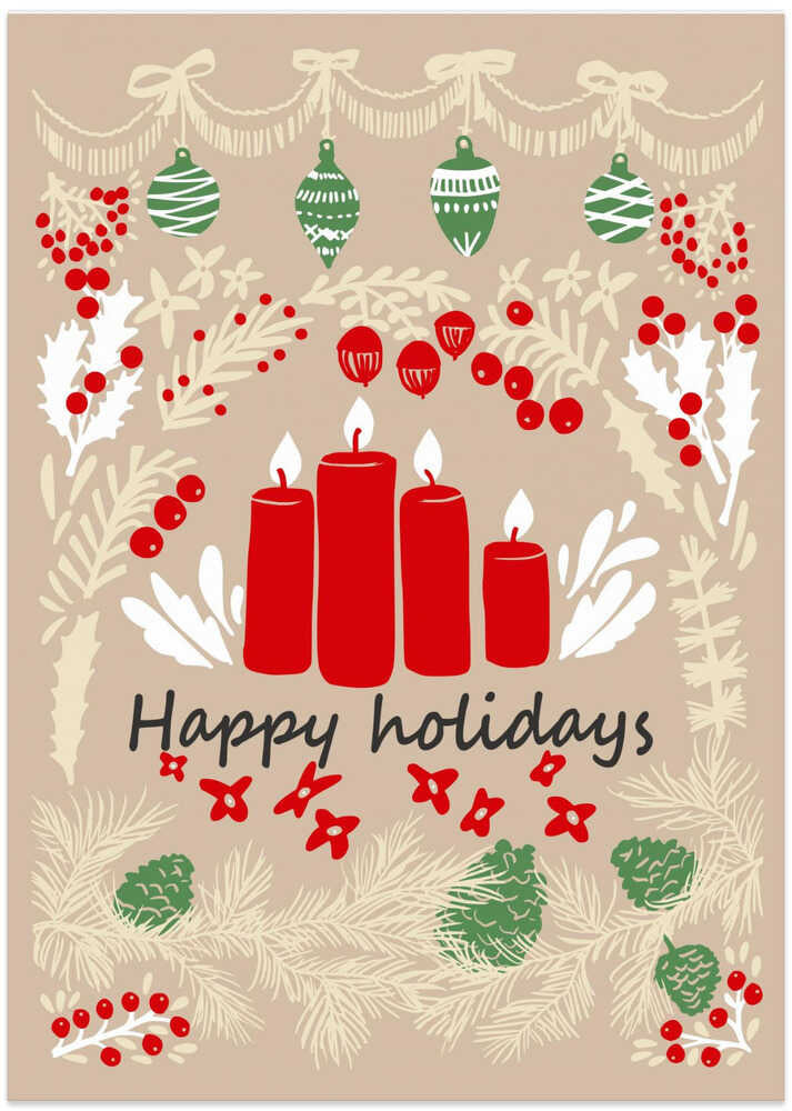 happy holidays - folk art illustration