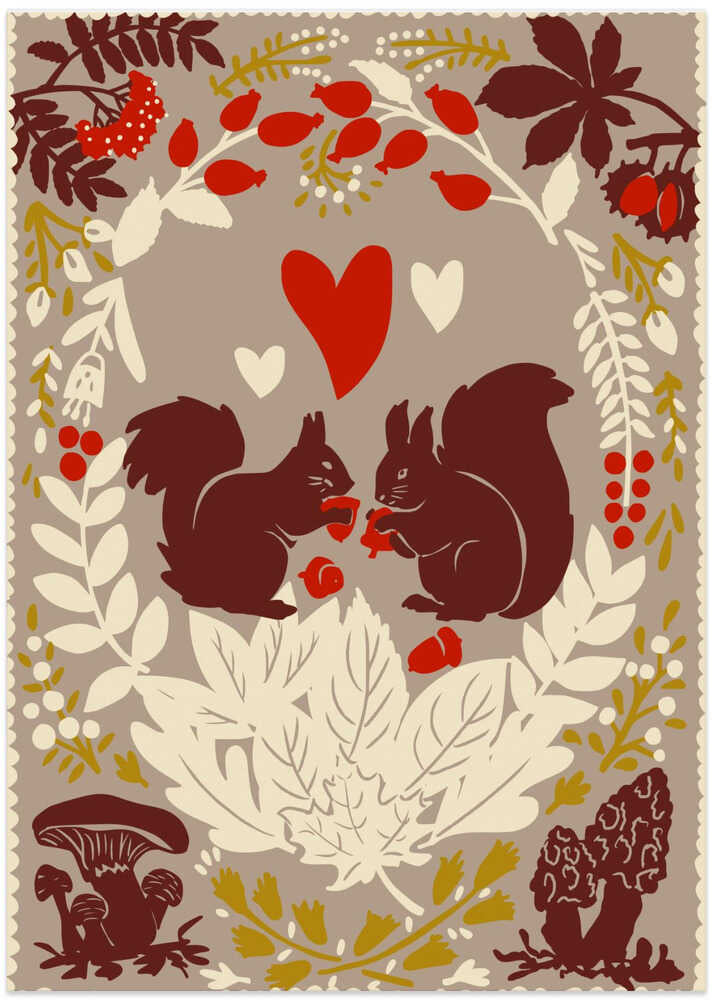 All squirrels think the same - folk art illustration