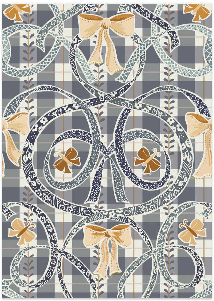 William Morris ribbons and bows neutral pattern
