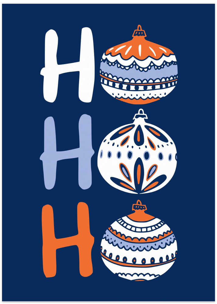 HoHoHo Cheerful little Christmas Illustration blue