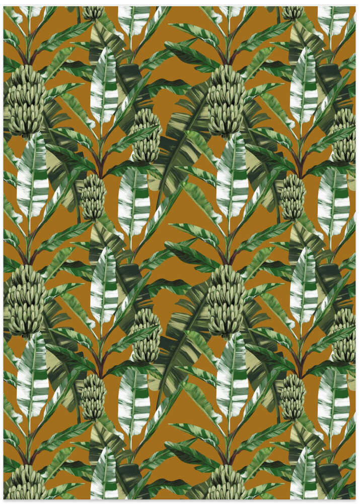 Banano Leaves Pattern Mustard and Green