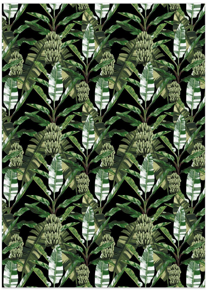 Banano Leaves Pattern Black and Green