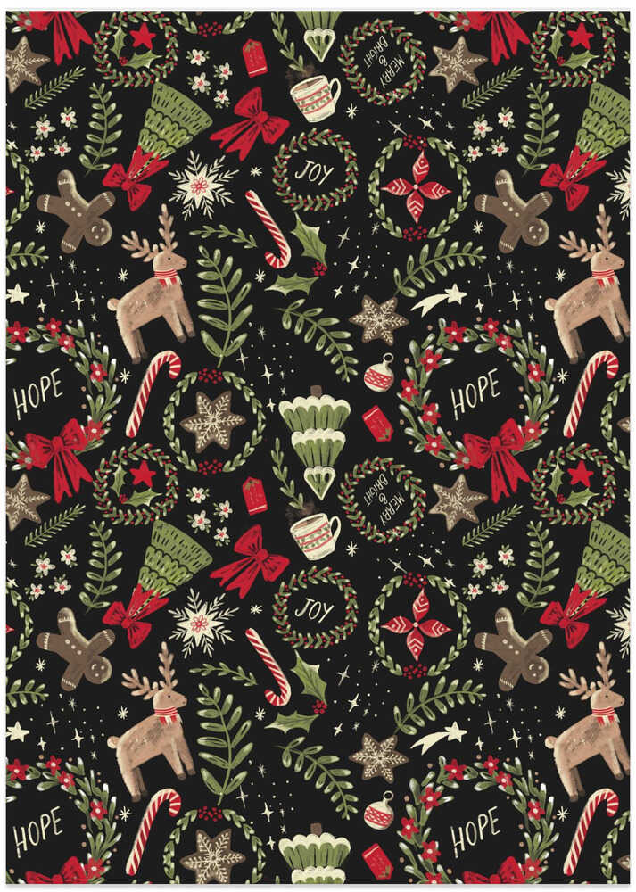 Magical Christmas Black Pattern