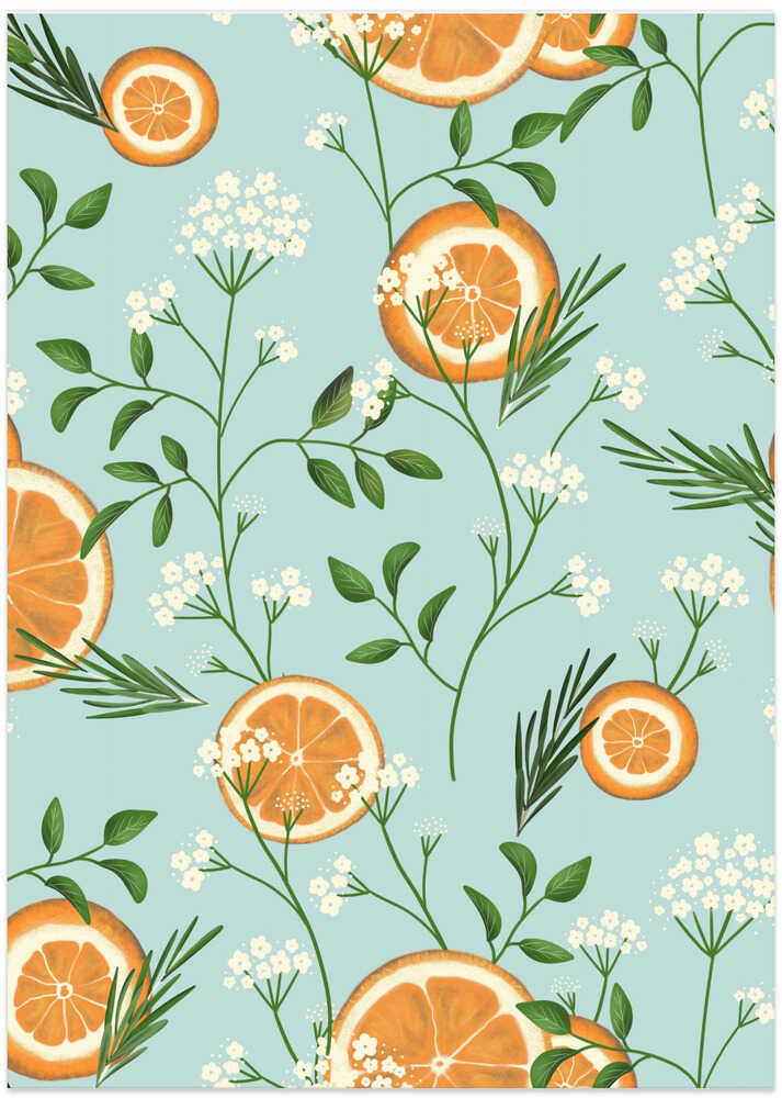 Elderflowers and Oranges Light Blue