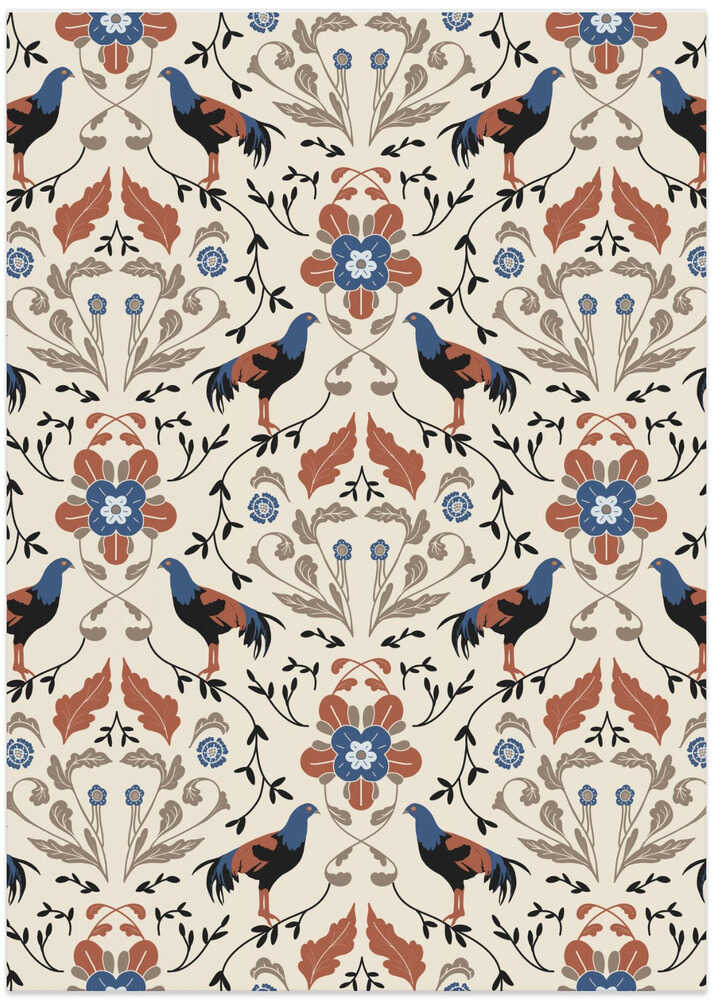 Roosters Beige Pattern