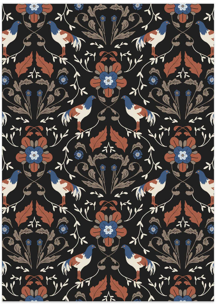 Roosters Beige Pattern