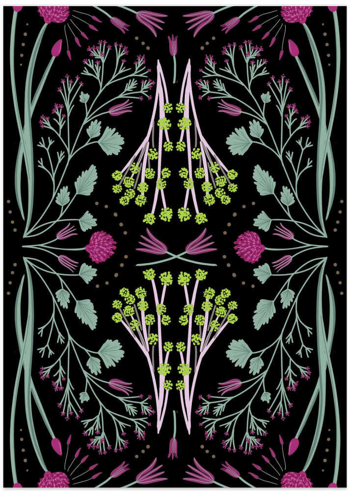 Folk Mirrored - Black, Green and Pink