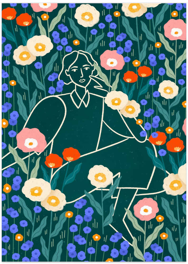 Line Lady With Florals