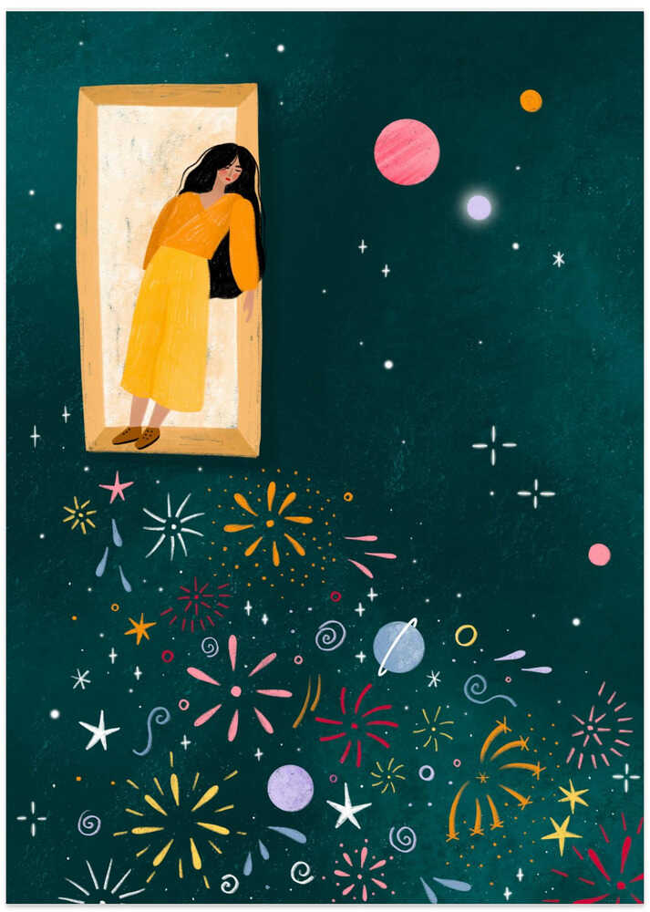 Yellow Dress Leans From A Window