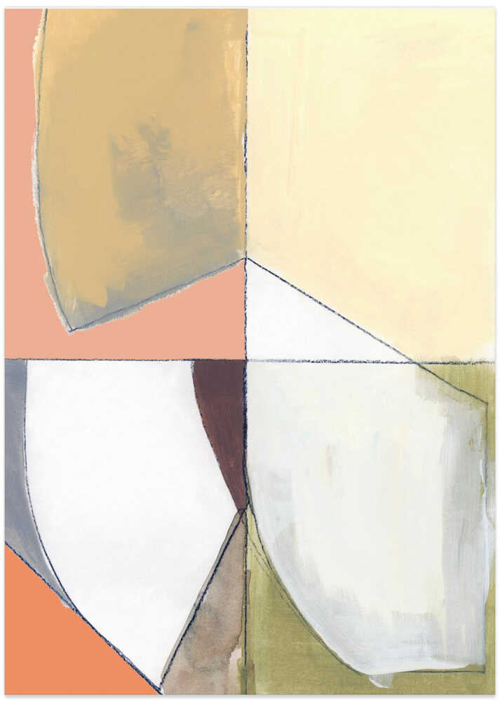 Dusty Pink Yellow Abstract No1 Art Print