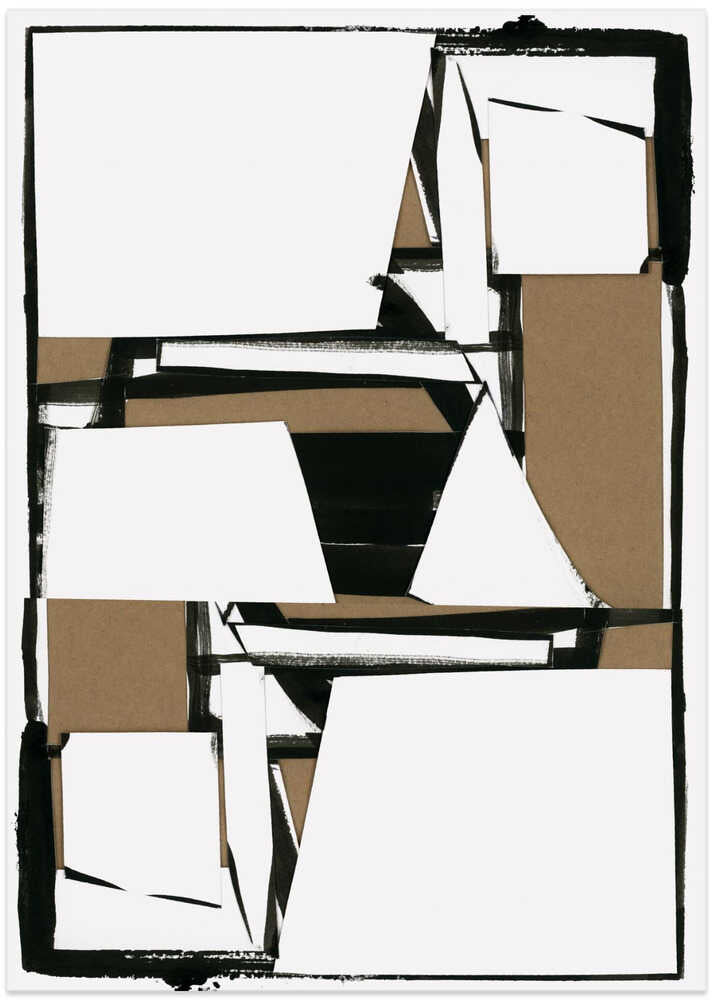 Black and Tan Brown Abstract Art Print