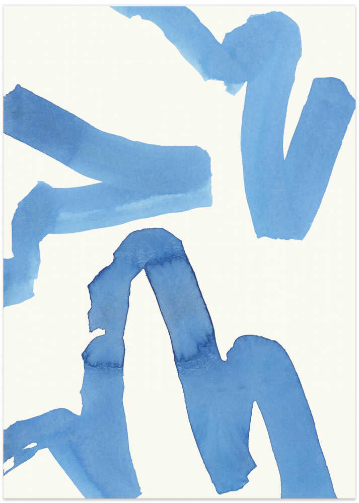 Abstract Blue Brushstrokes Art Print No1