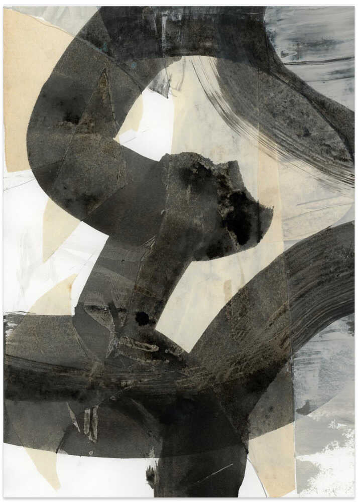 Abstract Hammered Black Neutral 1