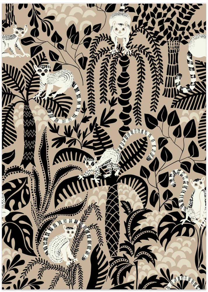 Jungle adventure bohemian black pattern